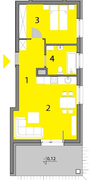 Mieszkanie 43m2 parter, calość podłogówka