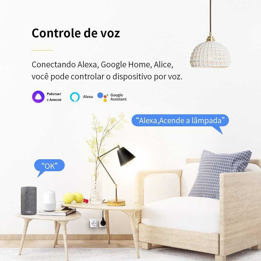 Tomada Wifi Google, Alexa, Tuya 16A/20A medidor energia