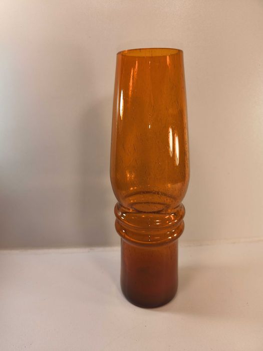 Wazon szklany miodowy antico huta Barbara Lucyna Pijaczewska 27cm