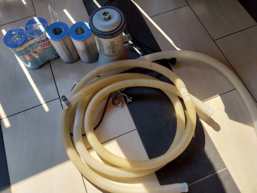 Basen stelażowy INTEX+Pompa basenowa Intex z akcesoriami 4x filtr