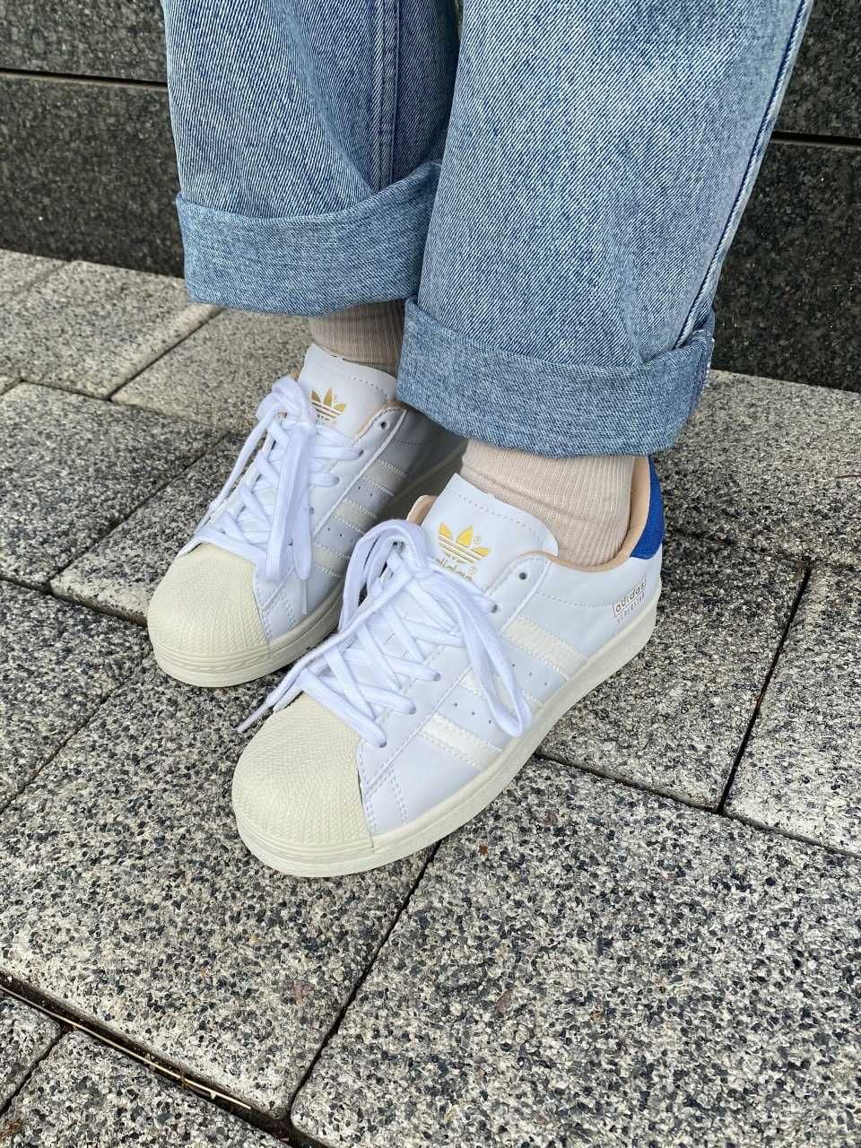 Кроссовки Adidas Superstar White Blue 36-45 Хит Сезона! Наложка!