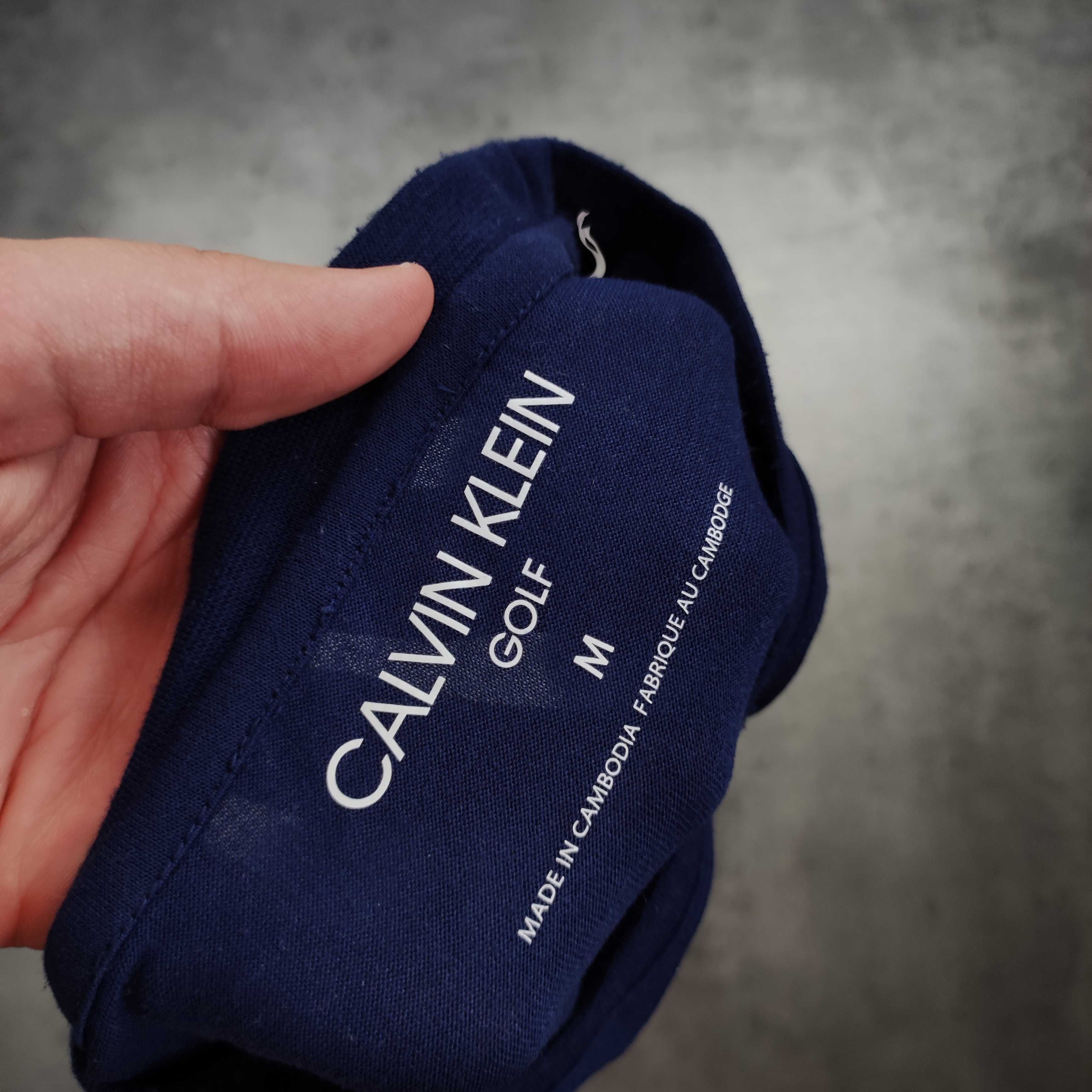 MĘSKA Koszulka Granatowa Calvin Klein GOLF Jeans Haftowane Logo Klasyk