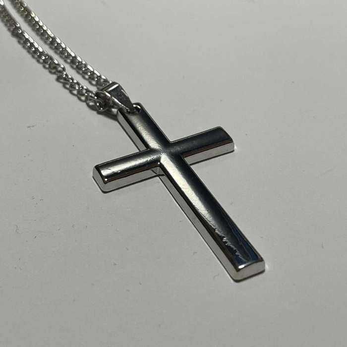 Naszyjnik Krzyż Srebrny Katolicki Jezus Religia Bóg