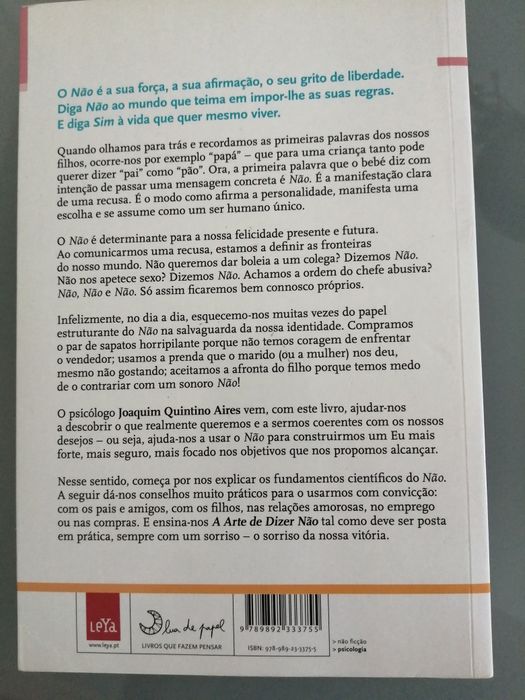 A Arte de Dizer Não	de Joaquim Quintino Aires	como novo!!*