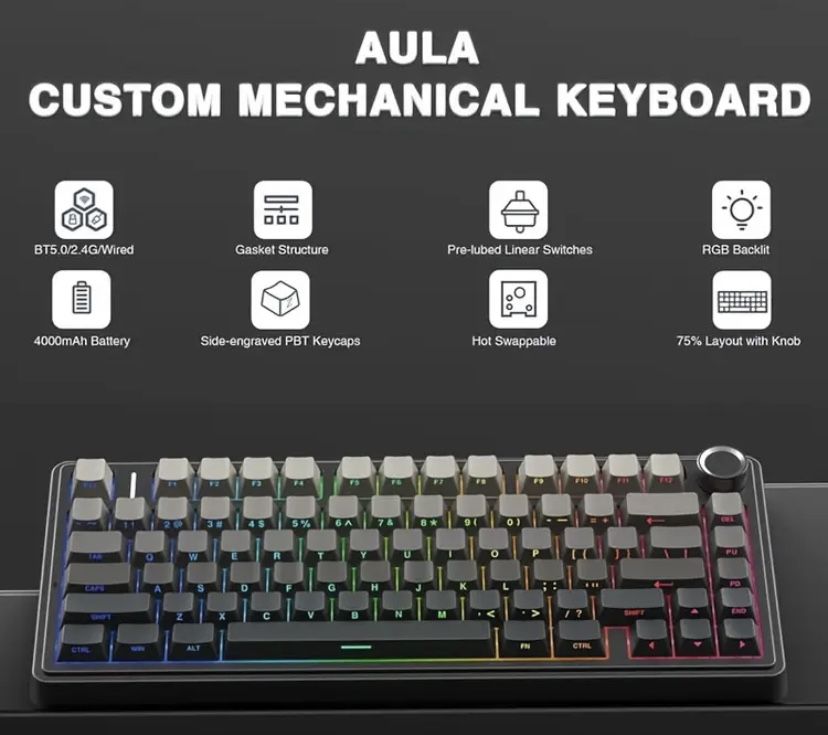 Повністю нова! Клавіатура Aula F75 Custom Mechanical Keyboard