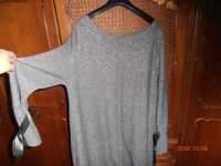 Cudna srebrna asymetryczna sukienka - tunika r. 44-48