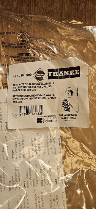 Franke, korek automatyczny Flow Pro 112.0389.090