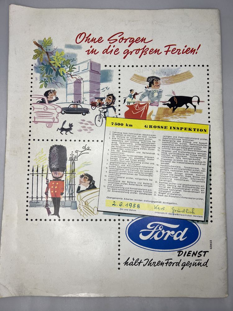 Folder reklamowy Ford revue czerwiec 1958 w języku niemieckim L
