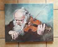 Skrzypek. Obraz olejny na płótnie. 40x50 cm