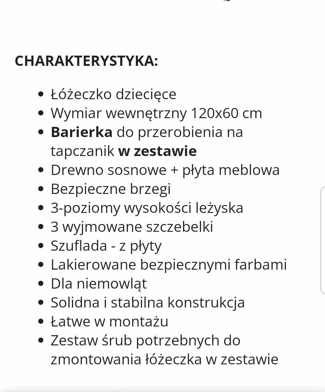 Łóżeczko dziecięce z materacem