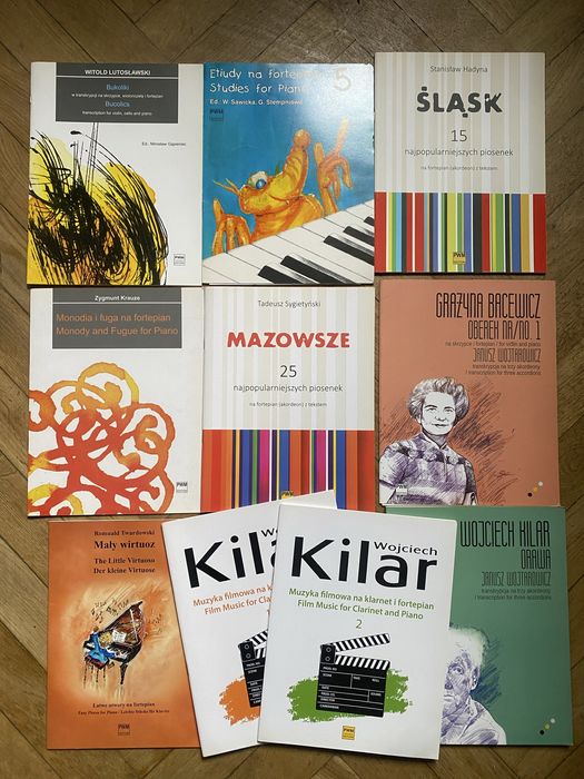 Sprzedam nuty: na skrzypce, fortepian, akordeon, klarnet, flet