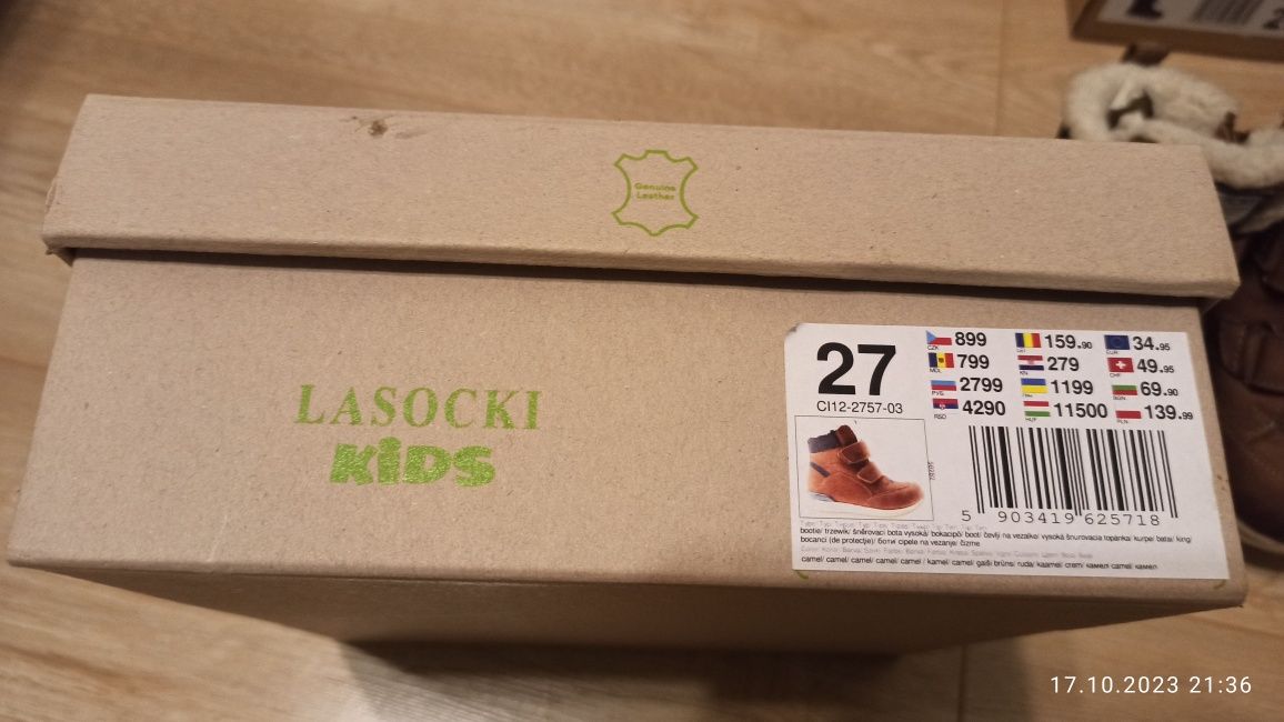 Buty zimowe skórzane Lasocki Kids 27 bardzo ciepłe