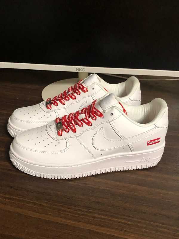 AF1\Powietrze*airDamskieNikeForce1SupremeWhite UnisexTrampki Rozm.40.5
