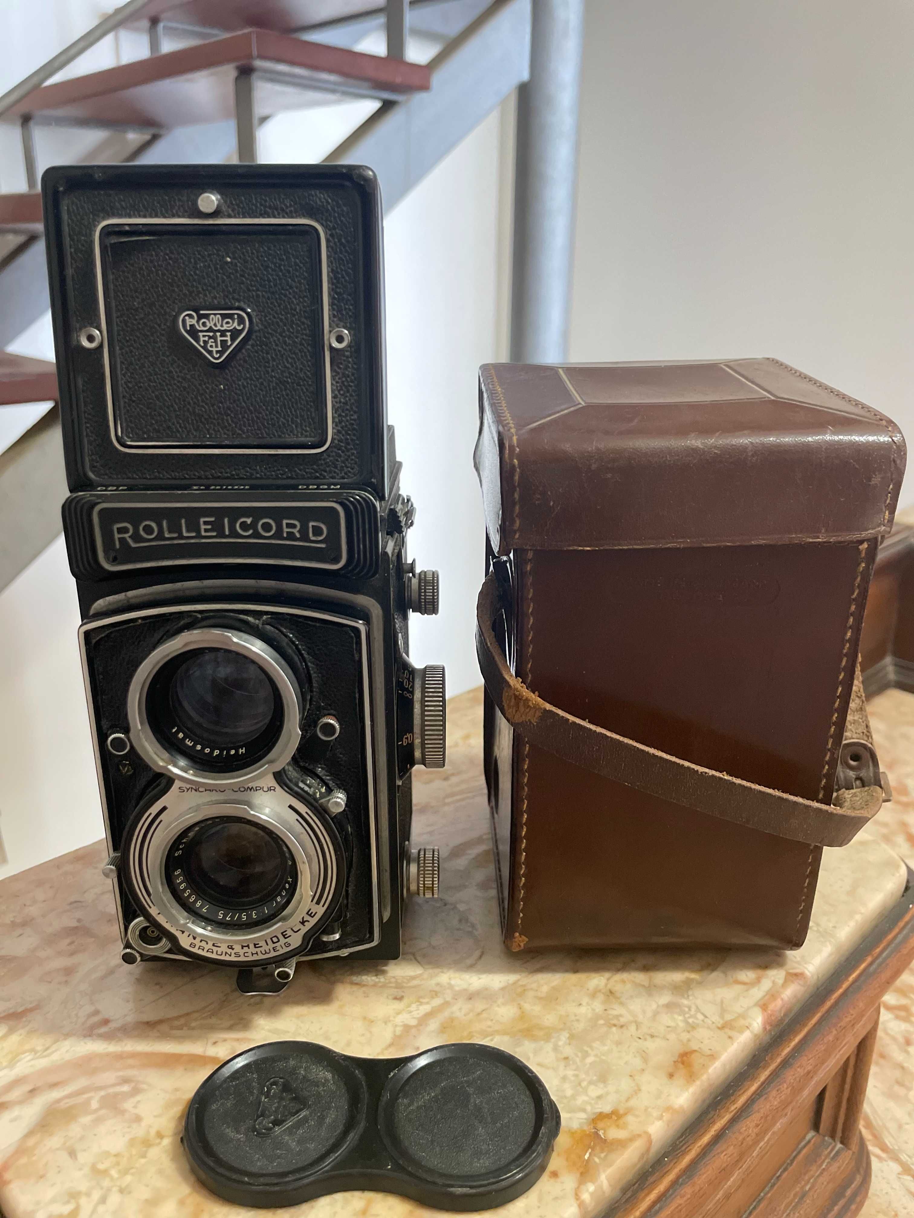 Rolleicord Vb Schneider-Kreuznach Xenar 1: 3.5/75 com Estojo