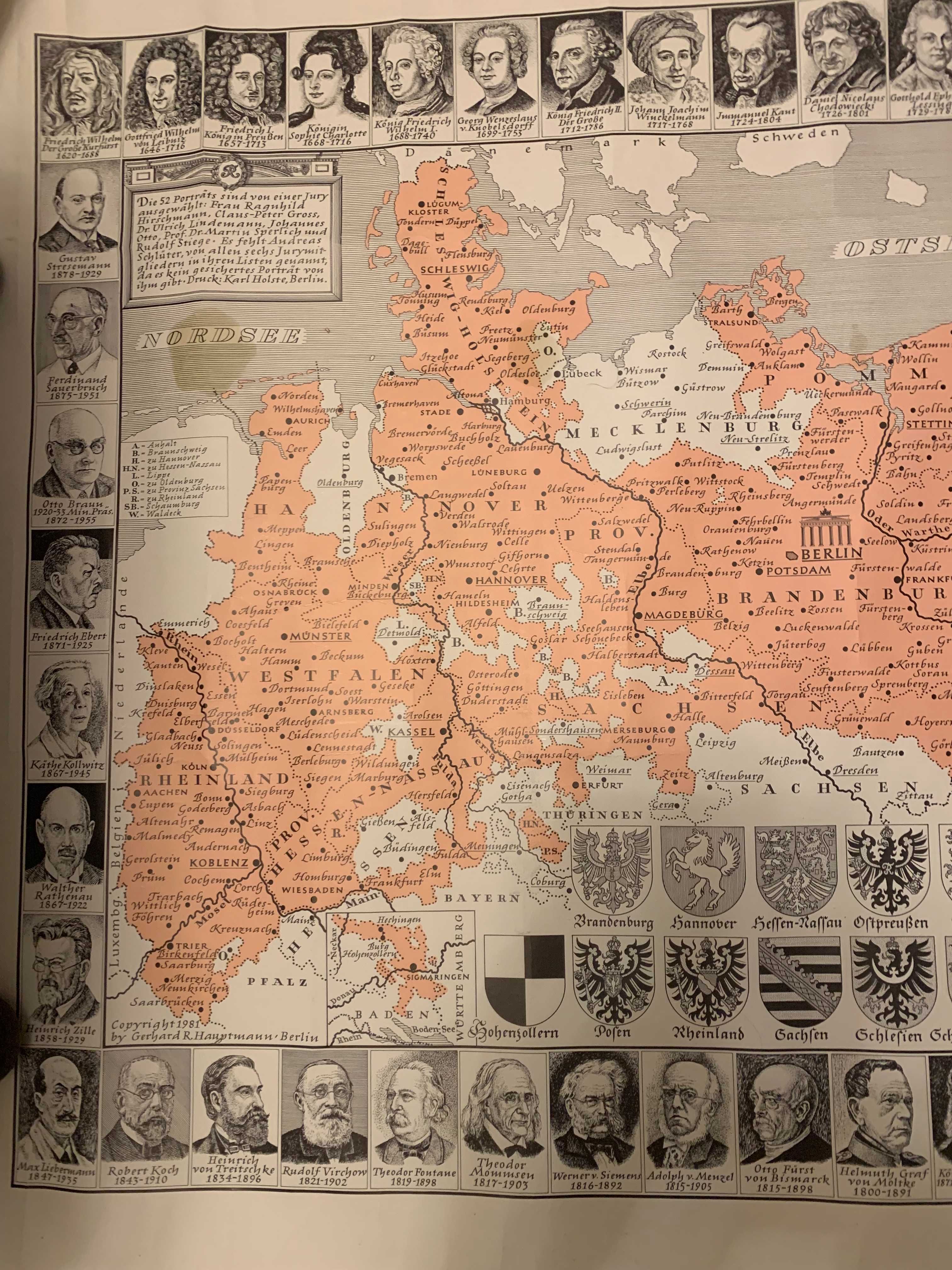 Mapa Prusy XIX wiek wymiary 70 x 100 cm
