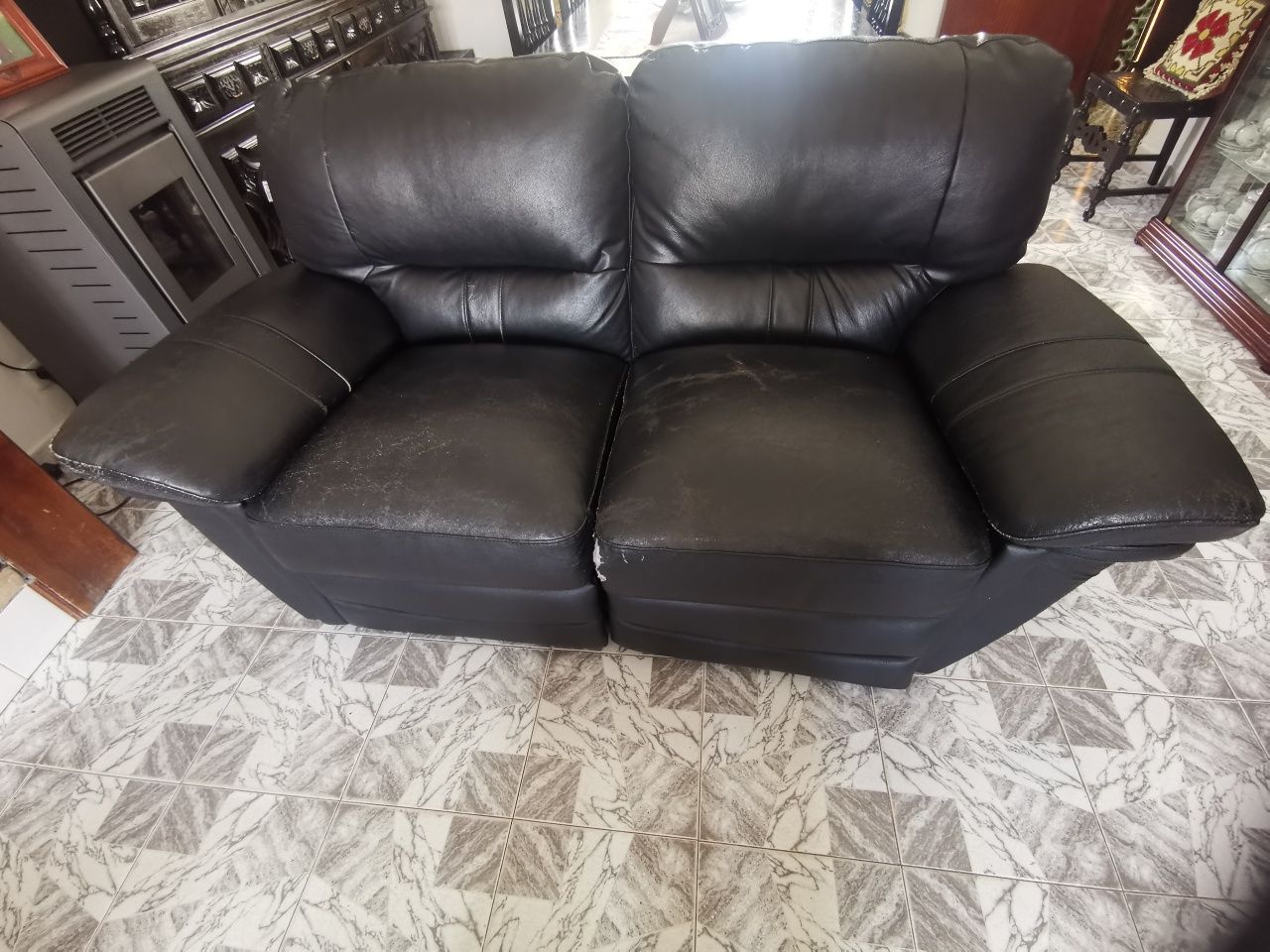 Conjunto de Sofás de Couro