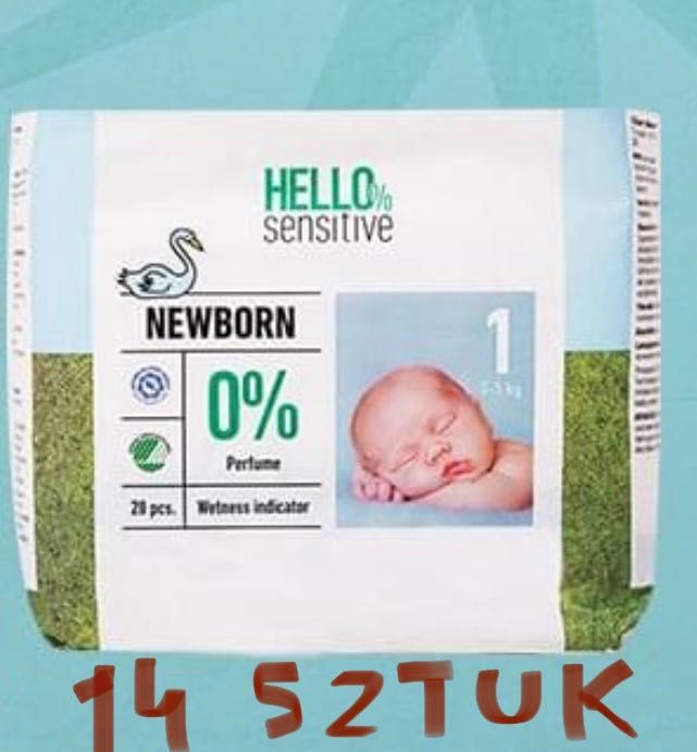 Pieluszki newborn Hello Sensitive 1 (14 sztuk)