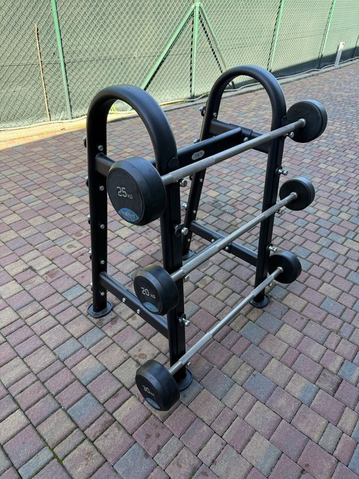 Stojak na sztangi Gym Deluxe TSR z sztangami