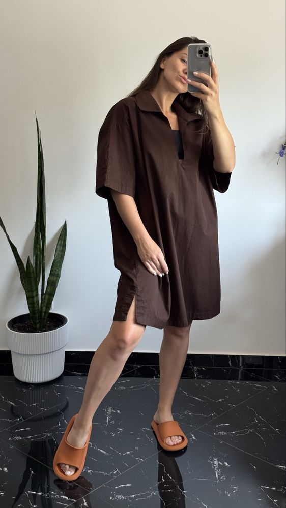 Шоколадна сукня сорочка вільного крою H&M  L/Xl