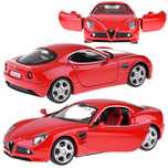 Auto metalowe model Alfa Romeo 8C Competizione skala 1:32 światła