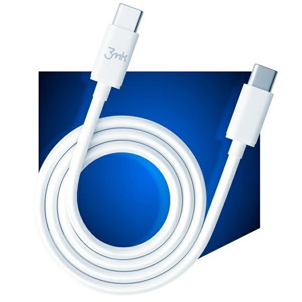 3MK Hyper Cable USB-C/USB-C 2m 100WKabel Biały/White