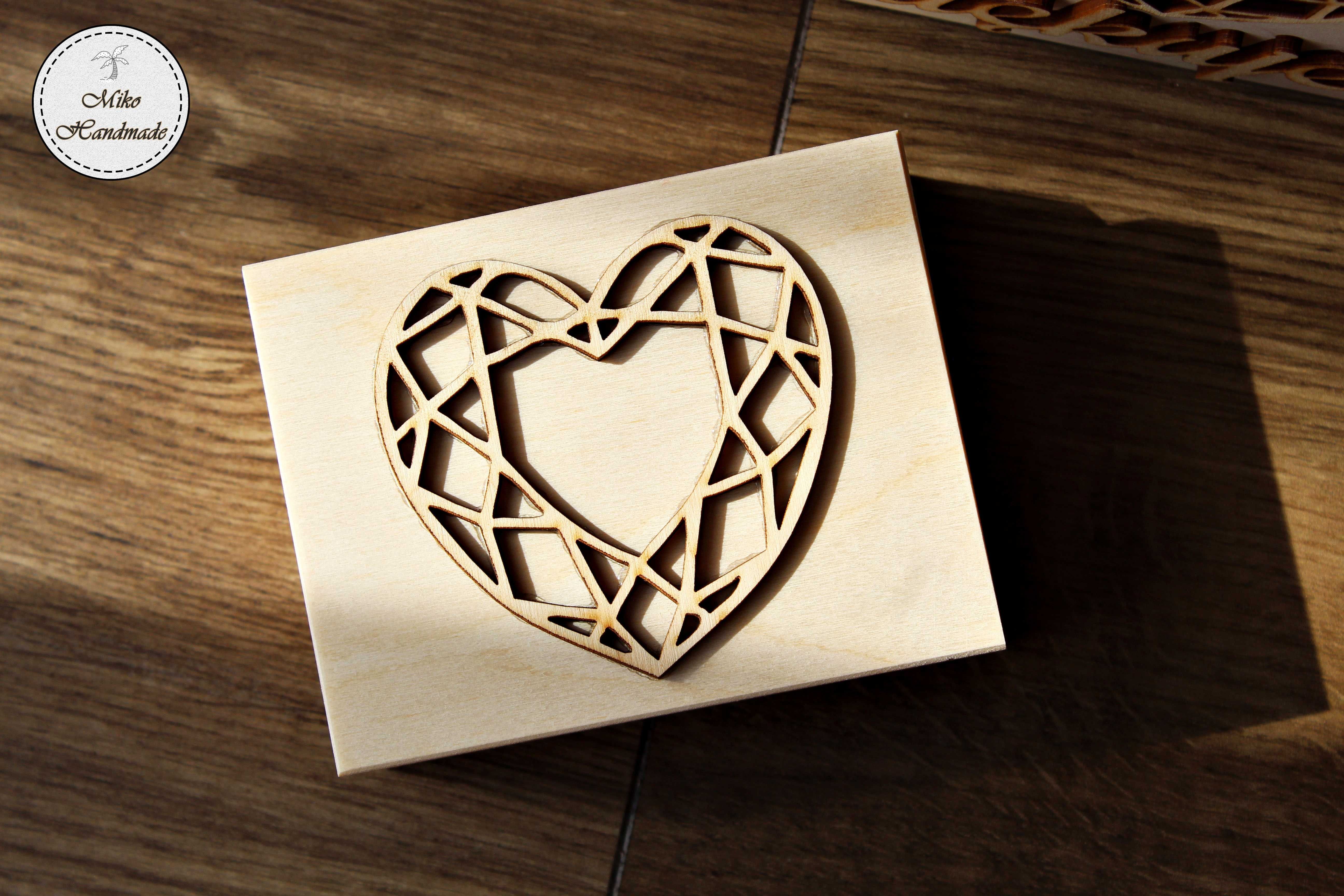 Komplet pudełek ślubnych - naturalny (geometryczne serce)