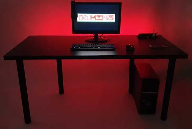 NOWE BIURKO GAMINGOWE Komputerowe Czarne LED RGB Z Regulacją Wysokości