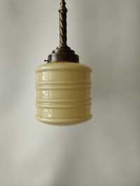 Mosiężna stara lampa z kloszem w kształcie walca