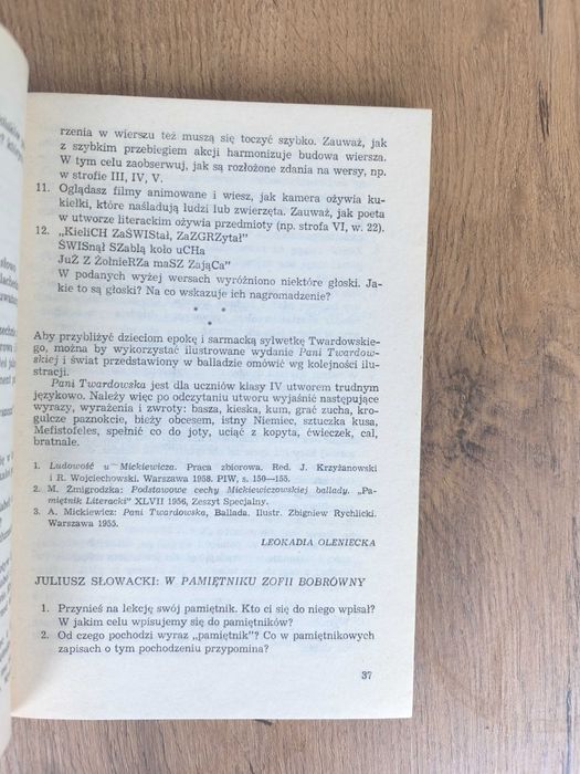 Zadania do lektur dla klas IV-VI retro 1985