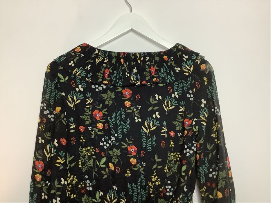 Czarna długa zwiewna sukienka w kwiaty top secret 36