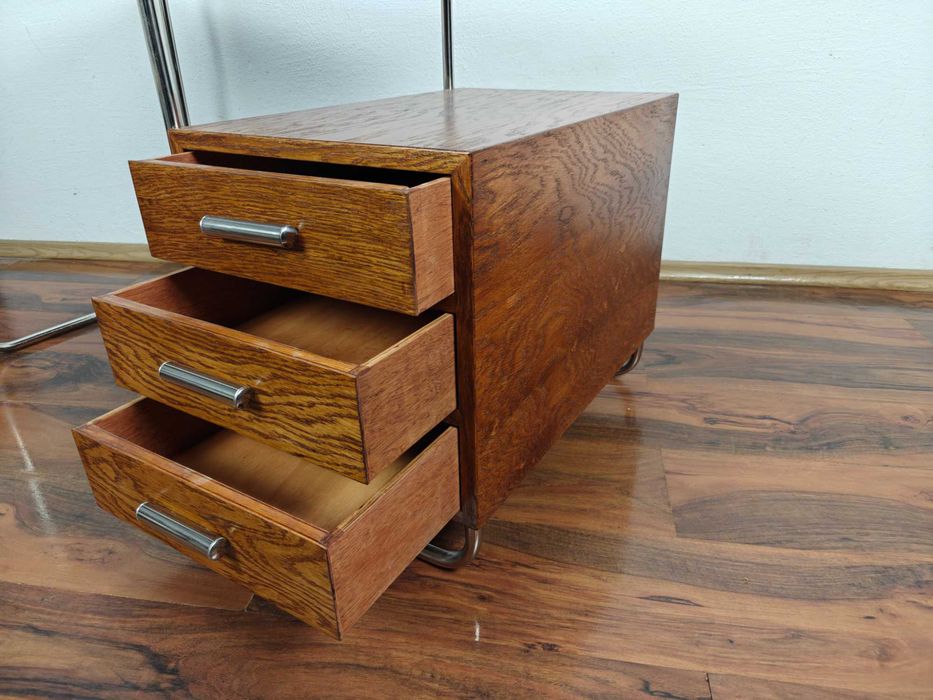 Minimalistyczne Biurko  Bauhaus Art Deco Chrom Dąb