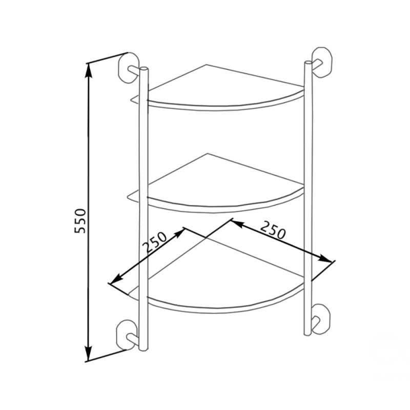 Стеклянная полочка в ванну на 3 яруса