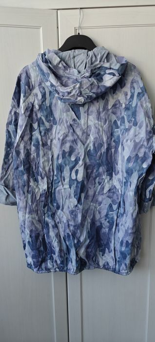 Niebieska kurtka parka przejściowa bawełniana oversize