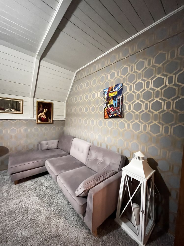 Narożnik Glamour pikowany welur jak nowy 6400