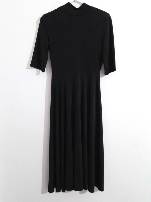 Vestido midi preto com laçada da Zara T: M Novo c/etiqueta
