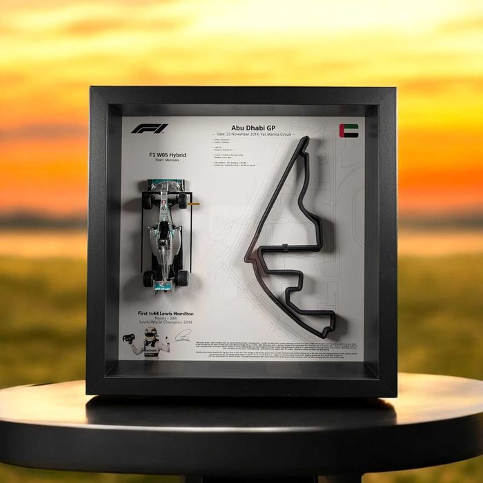Bburago F1 W05 Hybrid 44 Lewis Hamilton 2014 АРТ Рамкою + Abu Dhabi GP