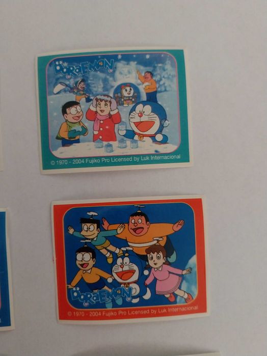 Lote, conjunto de 6 cromos autocolantes Doraemon, kinder maxi