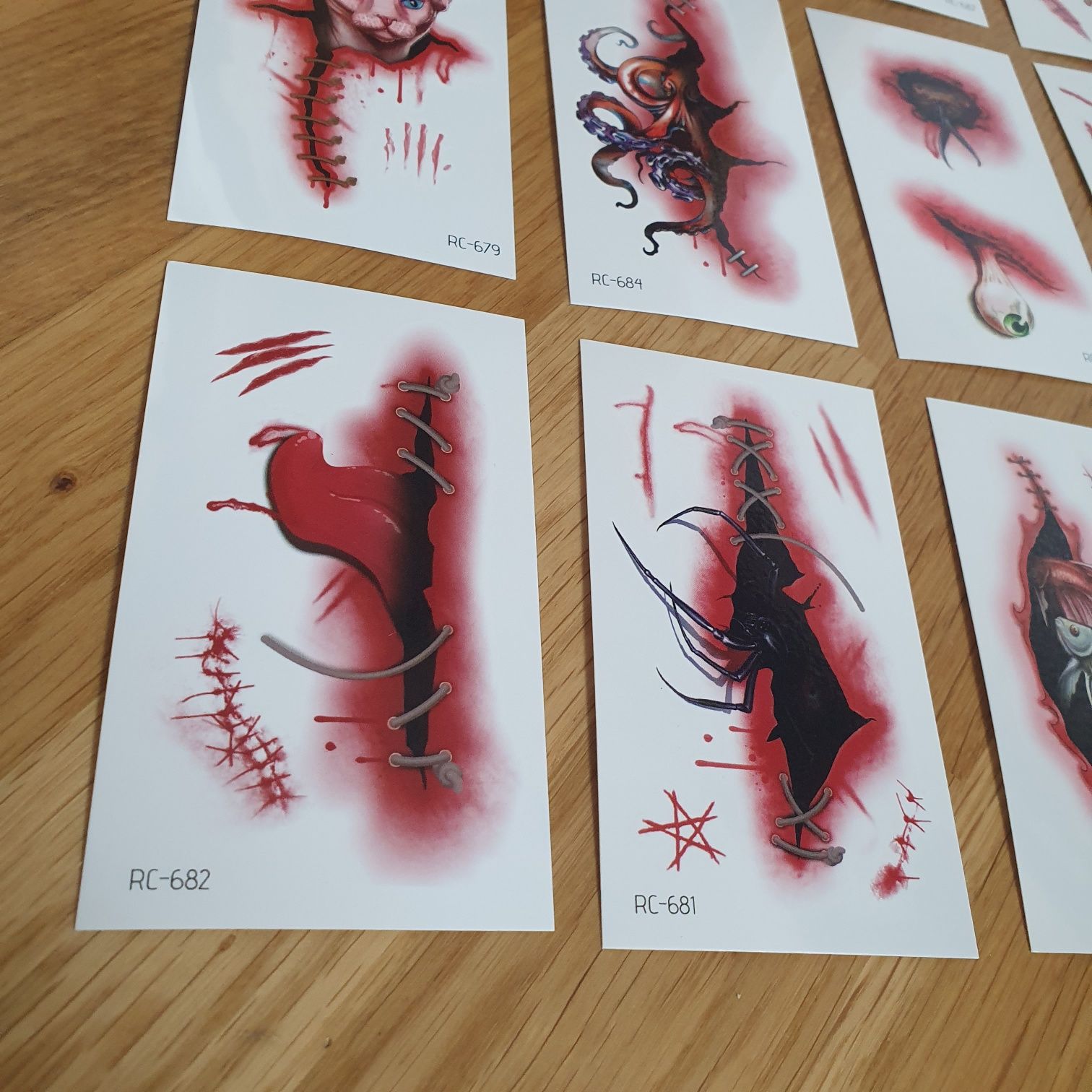 12 sztuk zmywalnych tatuaży Halloween