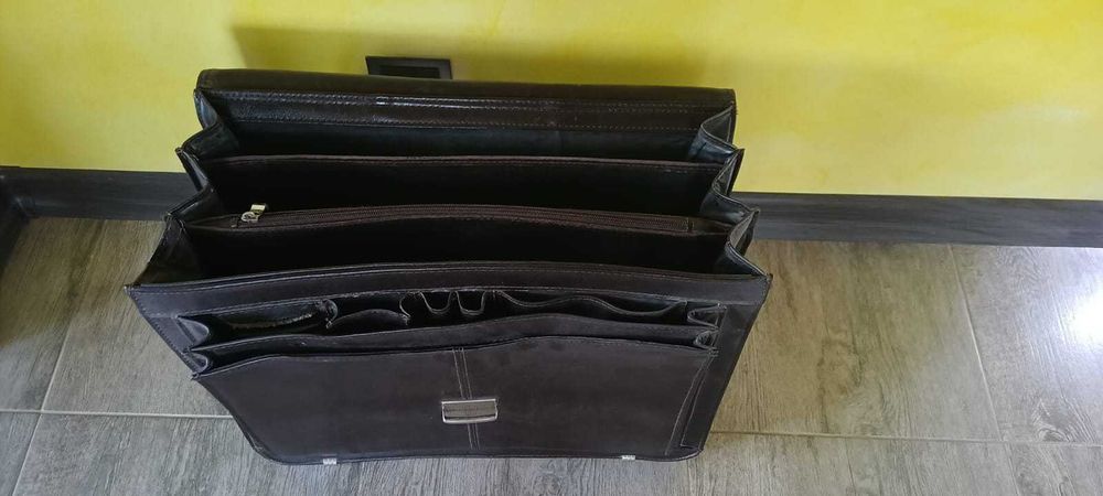Teczka męska na dokumenty, laptop, skóra naturalna