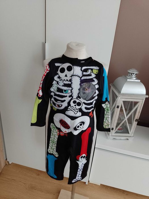 NOWY strój karnawałowy KOŚCIOTRUPA SZKIELETORA przebranie 80/92 (36)