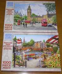 Zestaw puzzli WHSmith 1000+1000 - Londyn, Amsterdam - kompletne