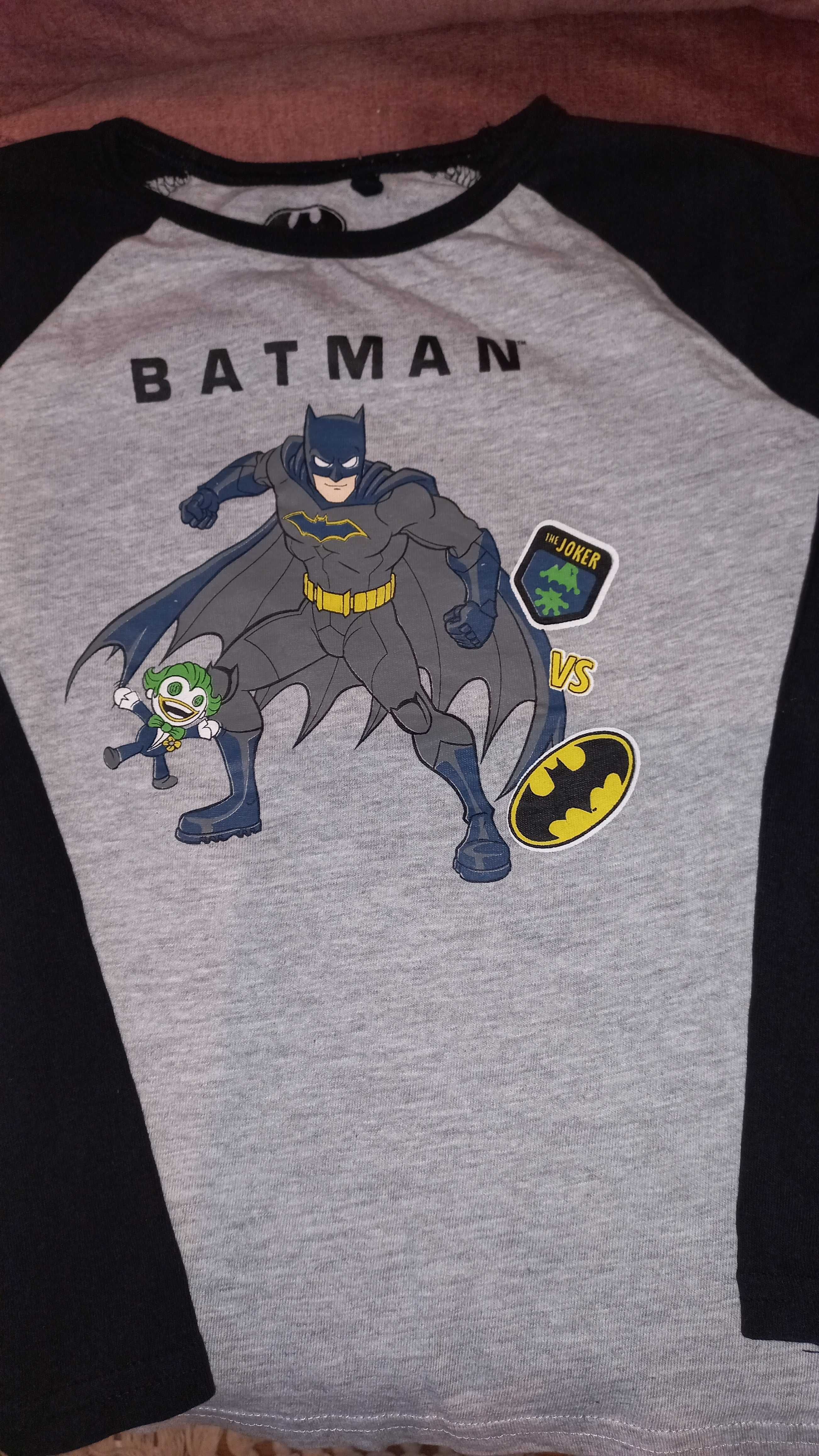 Koszulka bluzka t-shirt Batman długi rękaw czarna szara r.134