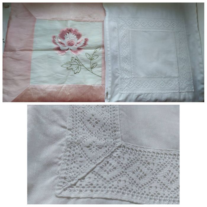 Серветки, наволочки, рушник, скатертина, з мереживом, рішельє, вишивка