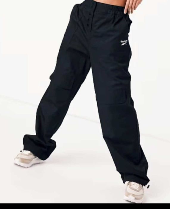 Reebok czarne spodnie bojówki baggy r M y2k