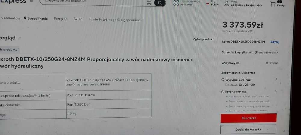 Rexroth DBETX-10/250G24-8NZ4M.Proporcjonalny zawór nadmiarowy ciśnieni