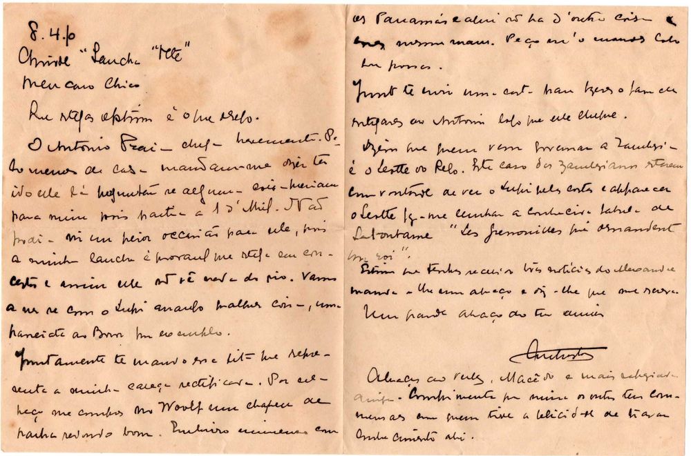 ESPÓLIO - Conjunto de 10 cartas de Francisco Ferrão Castello Branco