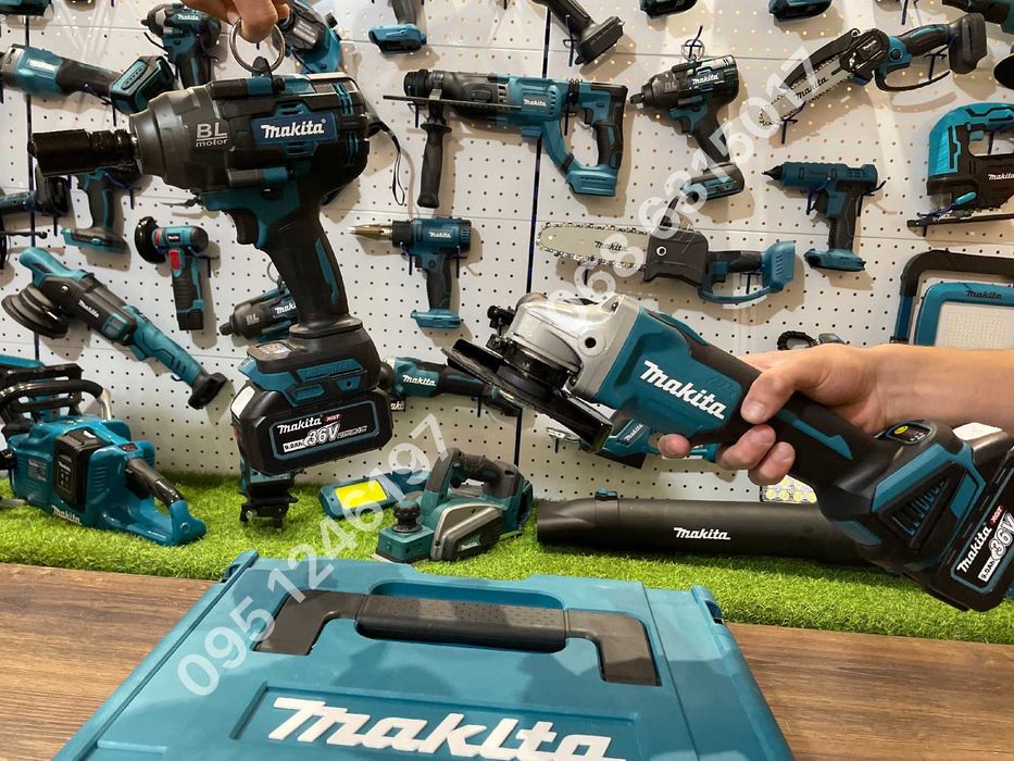 Набор Makita Гайковерт DTW1002Bl Болгарка DGA504 с аккумуляторами 9Ah