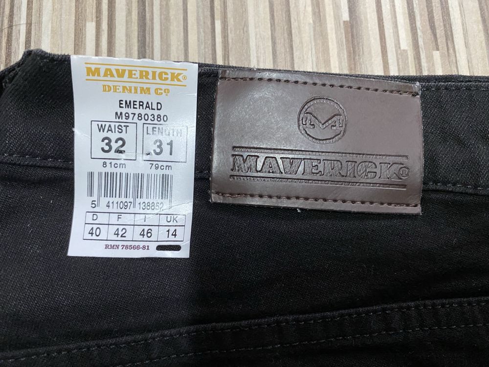 Spodnie męskie jeans 32/31 pas 82 cm Maverick nowe czarne