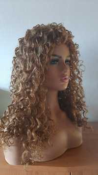 Peruka kręcone blond włosy afro