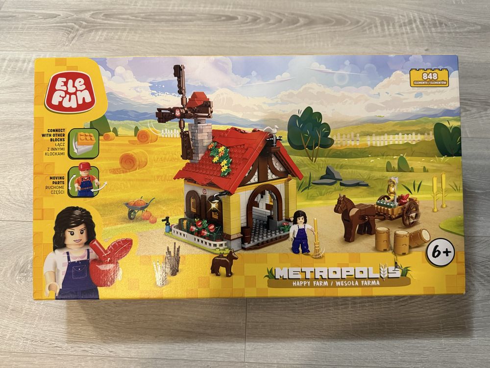 Elefun Nowe Klocki Metropolis XXL Farma Klocki 800 elementów